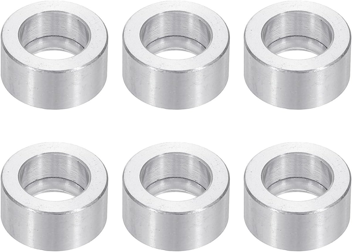 M10 Aluminium Spacers, 6 Stks Metalen Spacers Aluminium 10.2mm ID x 16mm OD x 8mm l voor 3/8 of M10 Schroefbouten