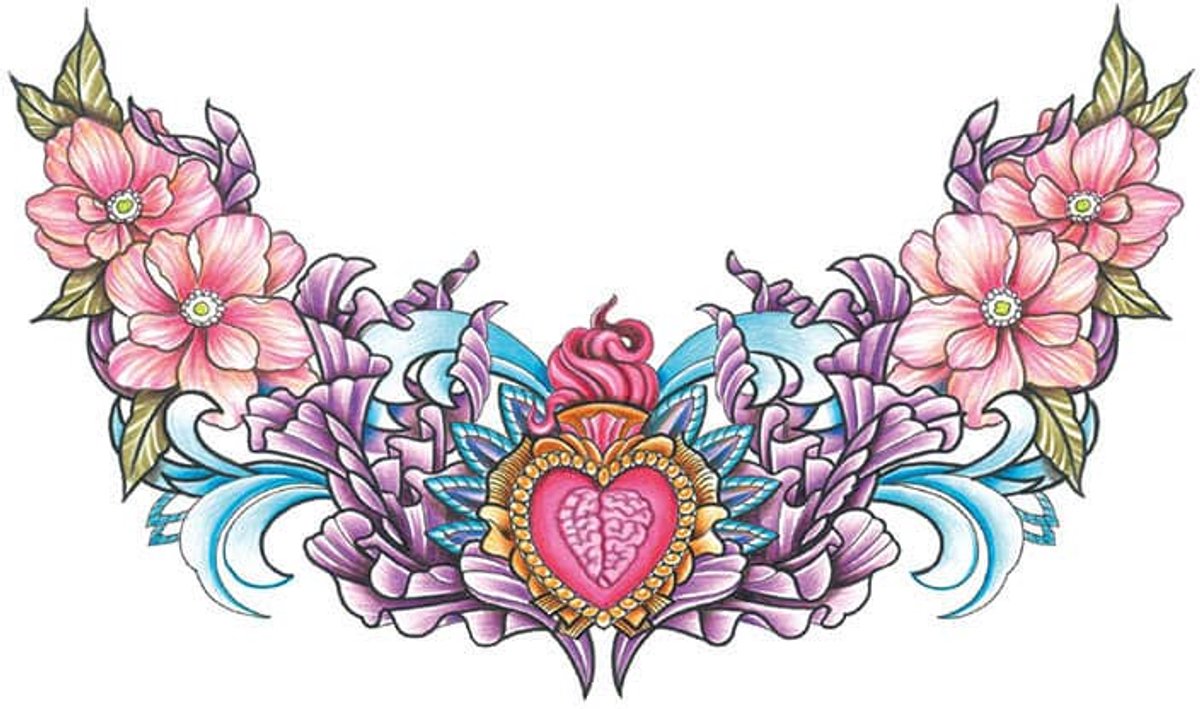 Tijdelijke tattoo bloemen hartje 3 dagen
