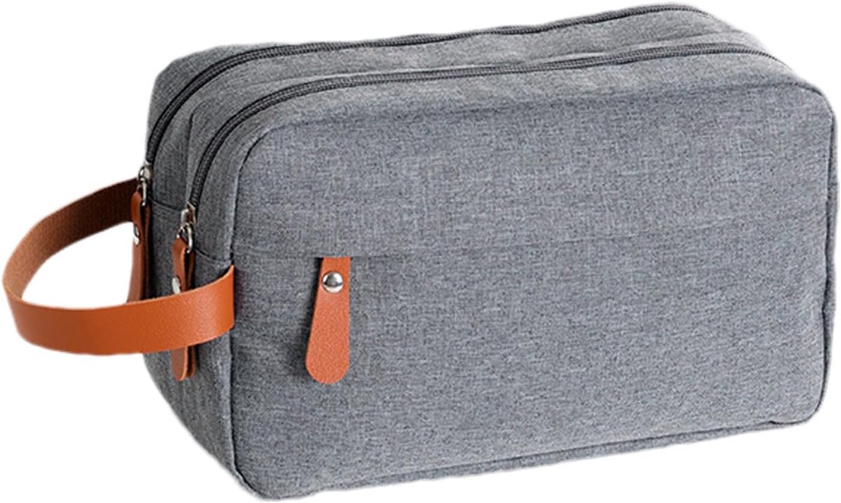 dubbellaagse make-uptas met inhoud, 24 x 9 x 15 cm, reis | toilettas-organizer, waterbestendige scheertas, dubbellaagse organizer-koffer met, grijs, Siehe Beschreibung, Zie beschrijvin