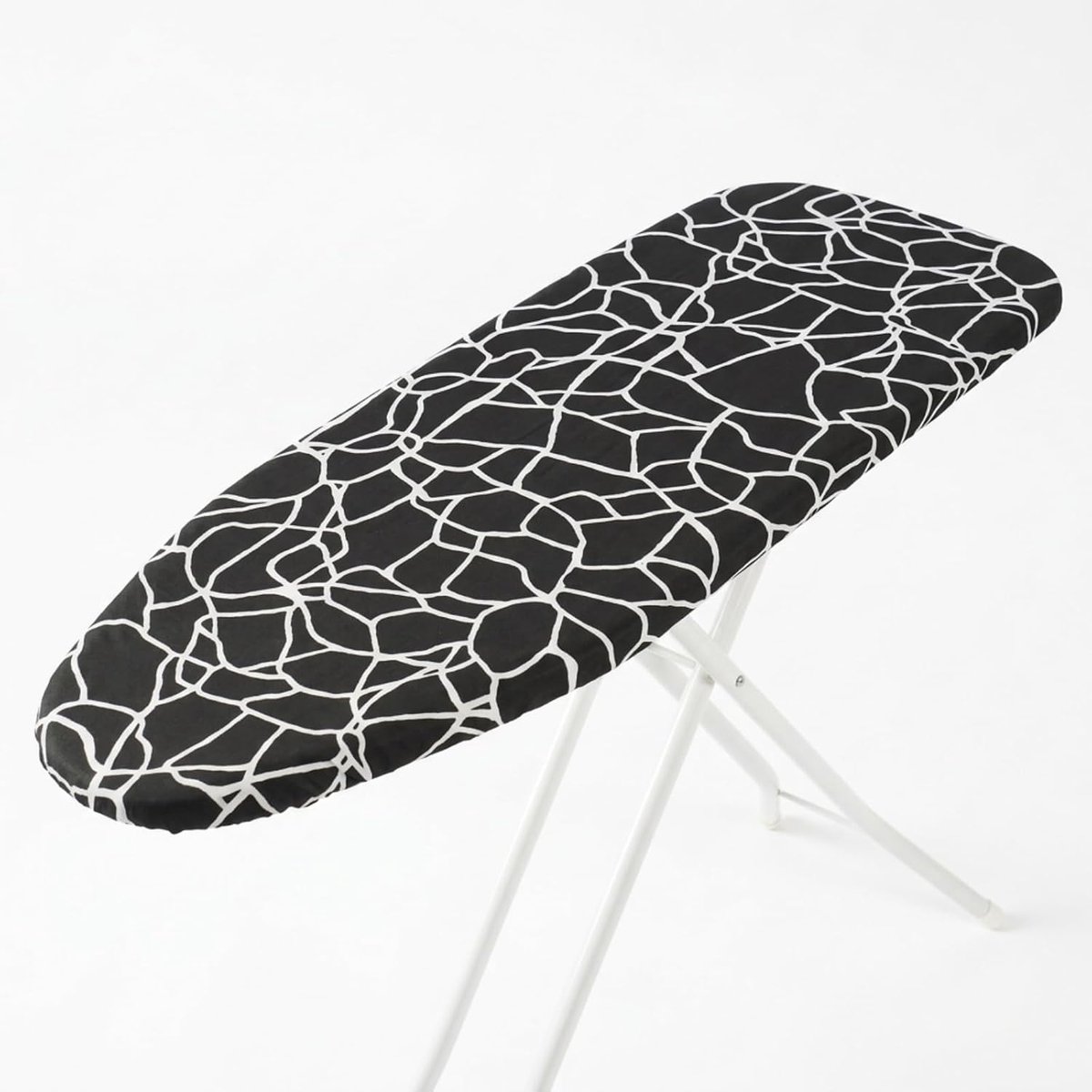 Strijkplankovertrek, 140 × 45 cm, elastische en dikke strijkplankovertrekken met katoenen bovendeel en 6 mm vilten bekleding, zwart en wit