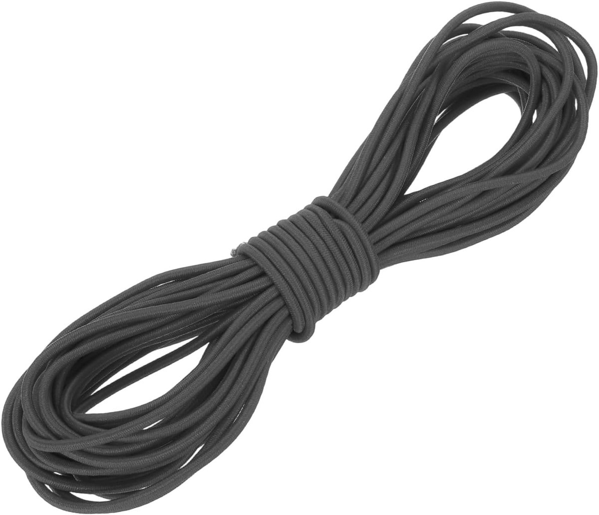 1/8" x 33' Elastisch Bungee Koord, Bungee Shock Cord Kajak Stretch String Touw voor Camping Tent Bike Tie Down Kajakken Varen Repareren Polen DIY Canopy Patio, Donkergrijs