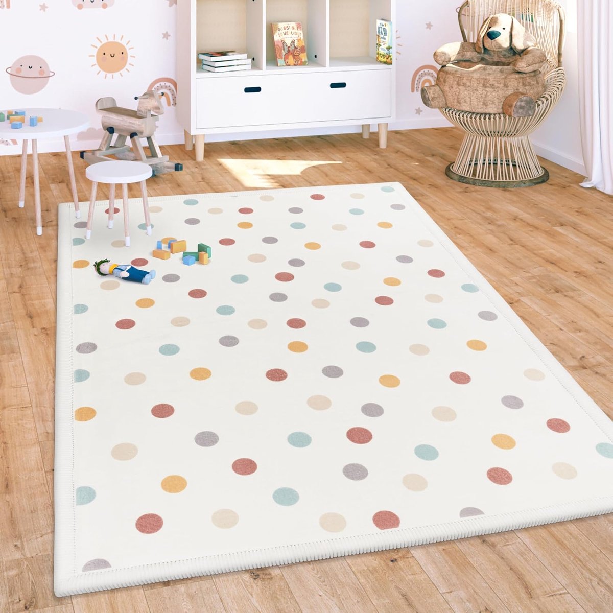 Home Tapijt Voor Kinderen Vloerkleed Kinderkamer Antislip Regenboog Dierlijk Motief Stippen, Maat:80x150 cm, Kleur:Veelkleurig