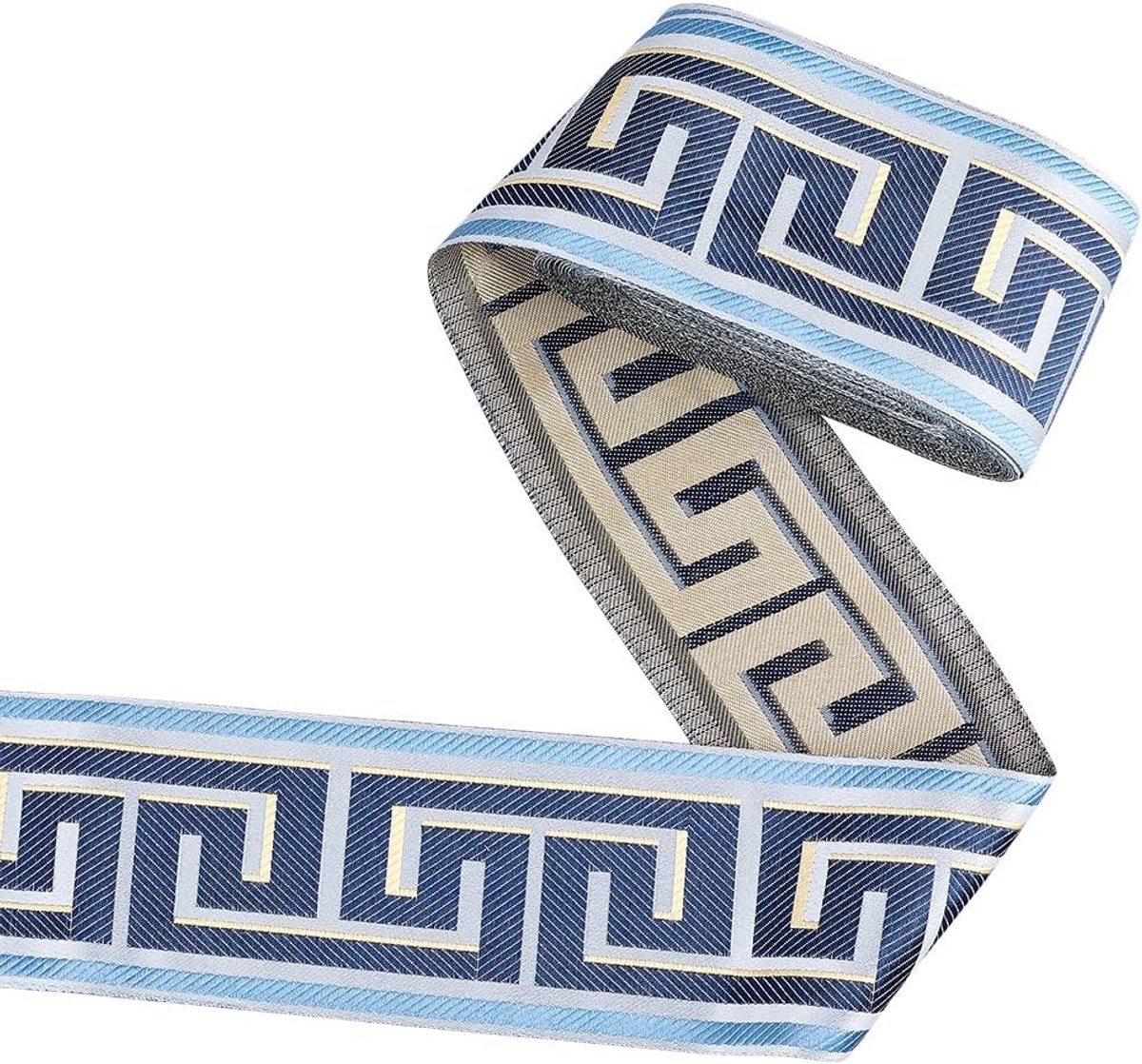 12M Gordijnband 90 mm breed jacquardlint met donkerblauw Grieks sleutelontwerp Polyester materiaal Knutselbenodigdheden voor woondecoratie DIY-naaiprojecten