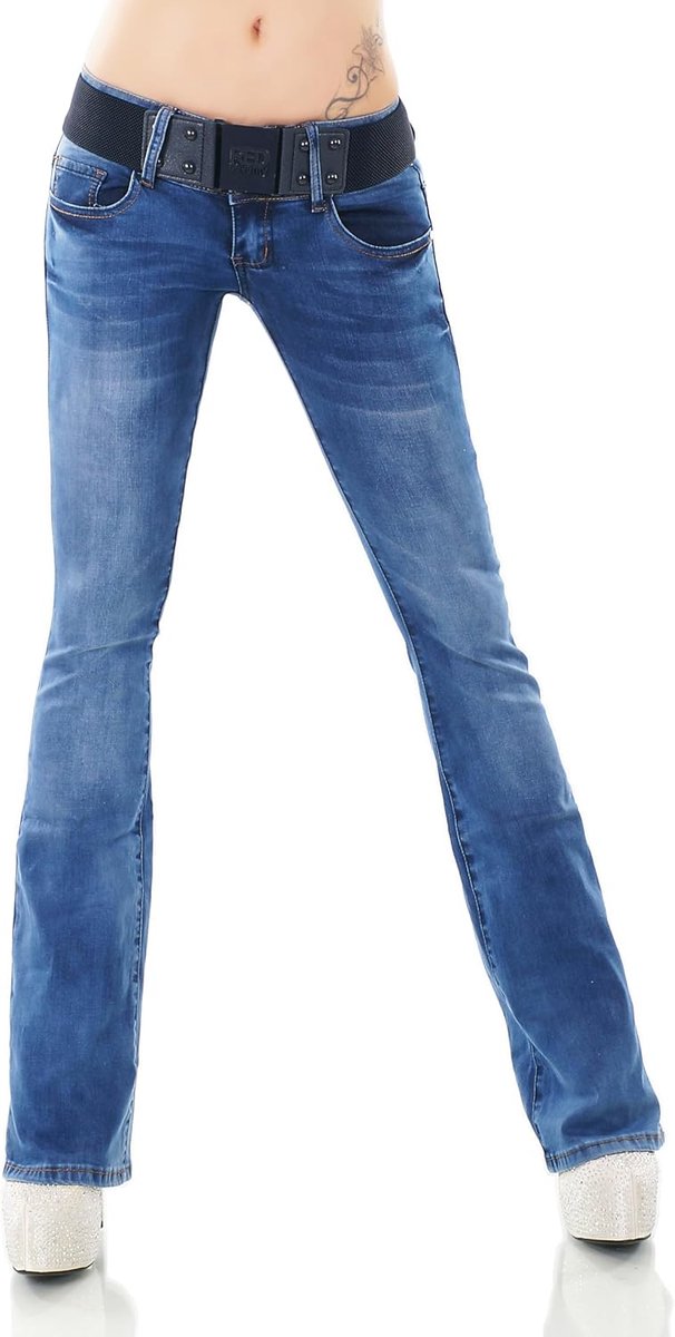 Jeans broek slagbroek denim stretch riem XS-XL