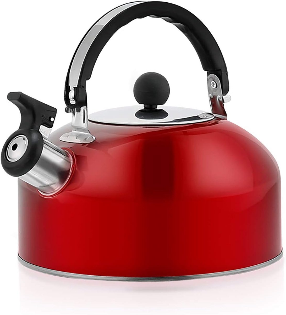 Theepot fluitende waterketel, food grade roestvrijstalen theepot voor fornuizen gas met handvat luid fluitje - blauw