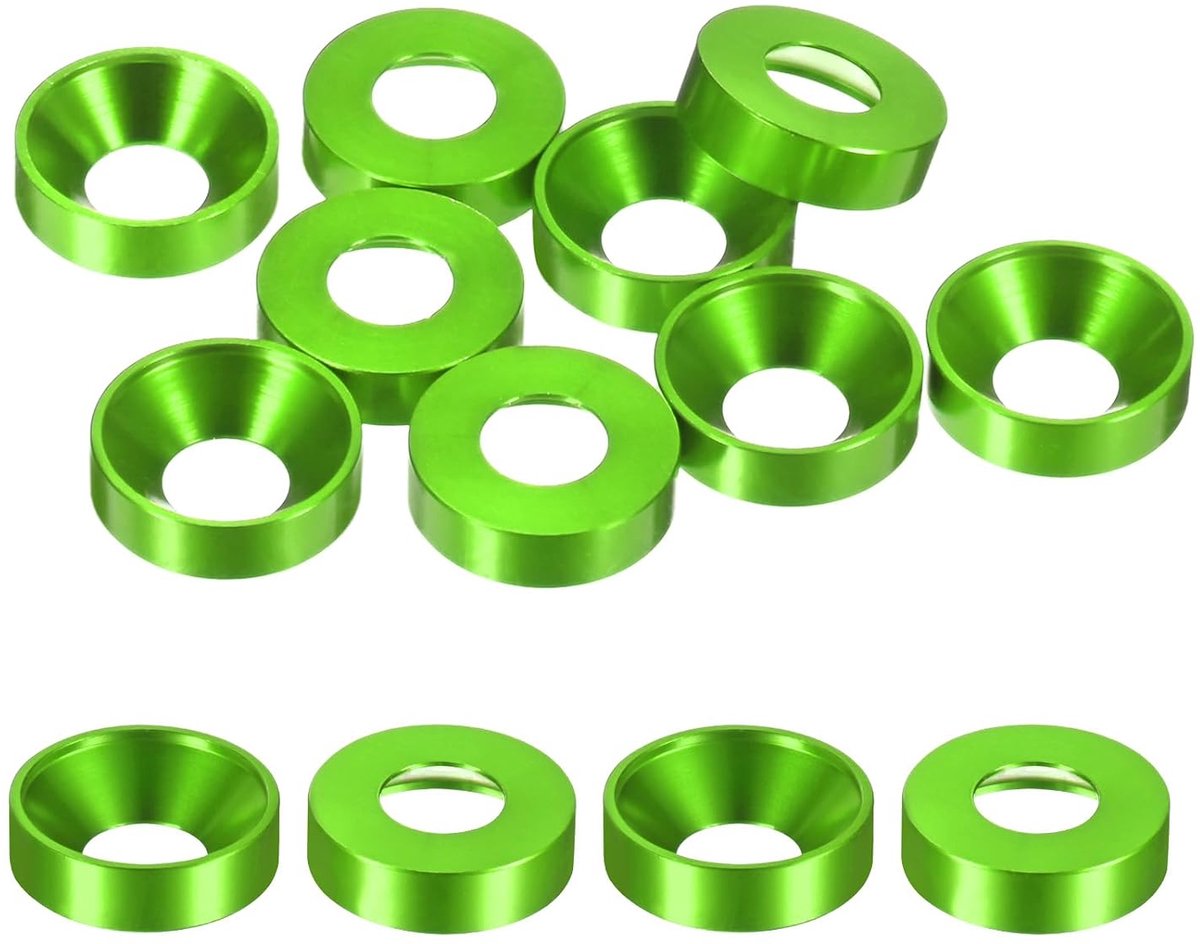 METERXITY 10 stuks slagringen M8, gatdiameter 0,31 inch/8 mm aluminiumlegering afwerkingsring voor schroefkop voor onderdelen/RC/auto/motorfiets [groen]