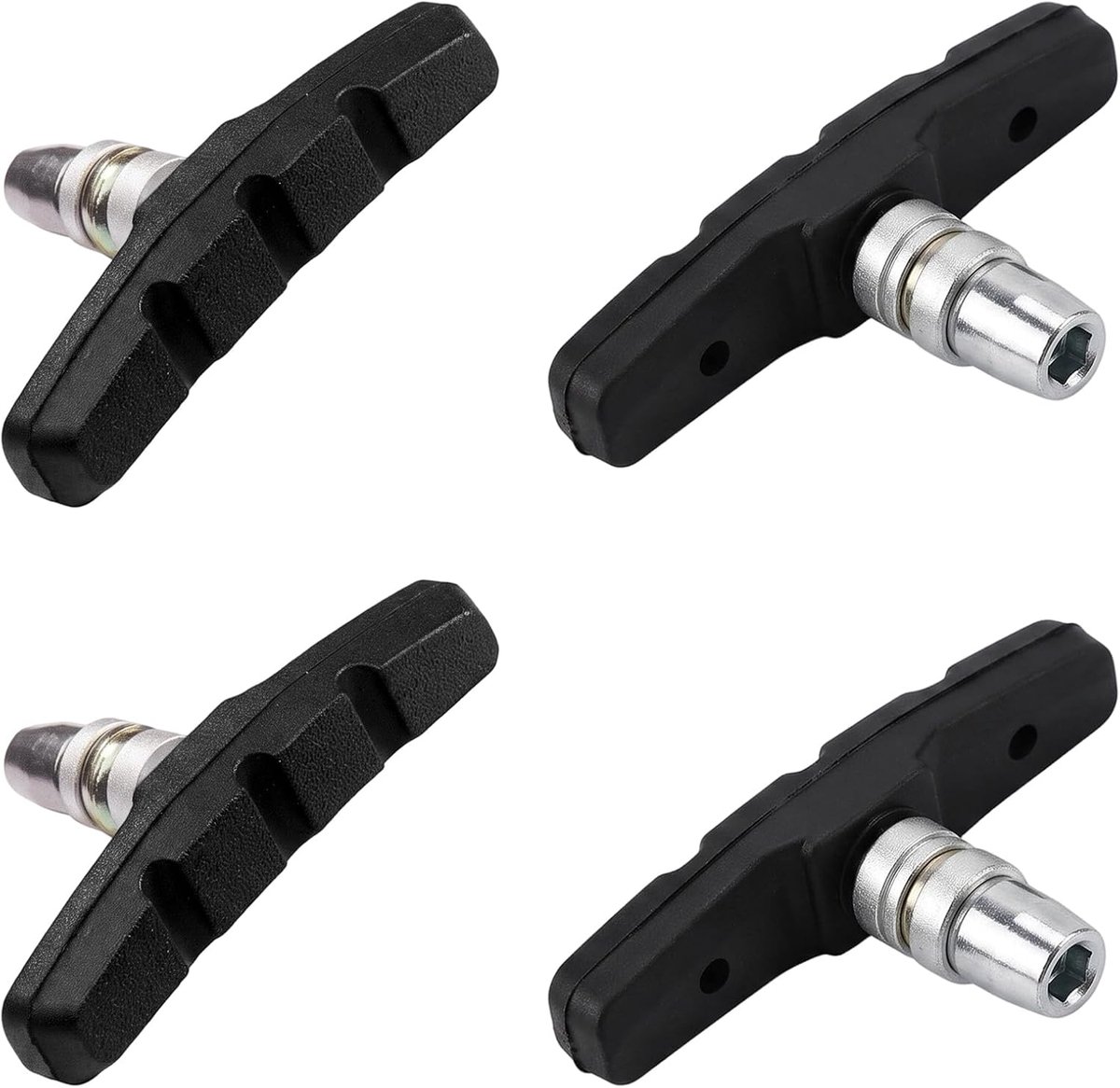 Remschoenen, set van 4, 70 mm, premium fietsremblokken voor velgremmen en cantilever remmen, universele remblokken set met inbusschroeven voor MTB en stadsfiets, zwart