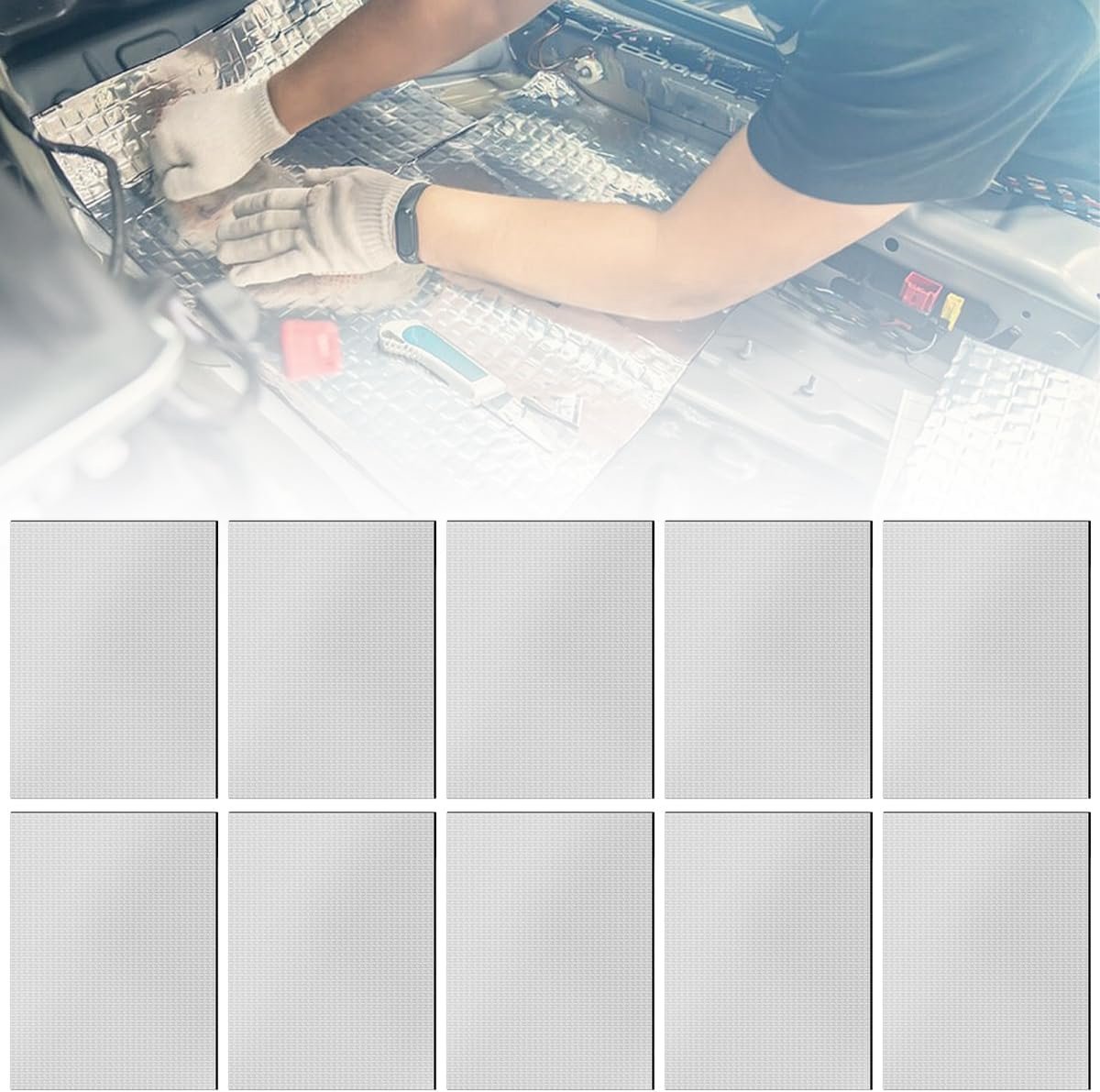 Isolatiematten voor de auto, 250 x 180 x 5 mm | zelfklevende geluidsisolatie, aluminium isolatieplaat, vuurvaste akoestische plaat voor auto, waterdicht, temperatuurregeling