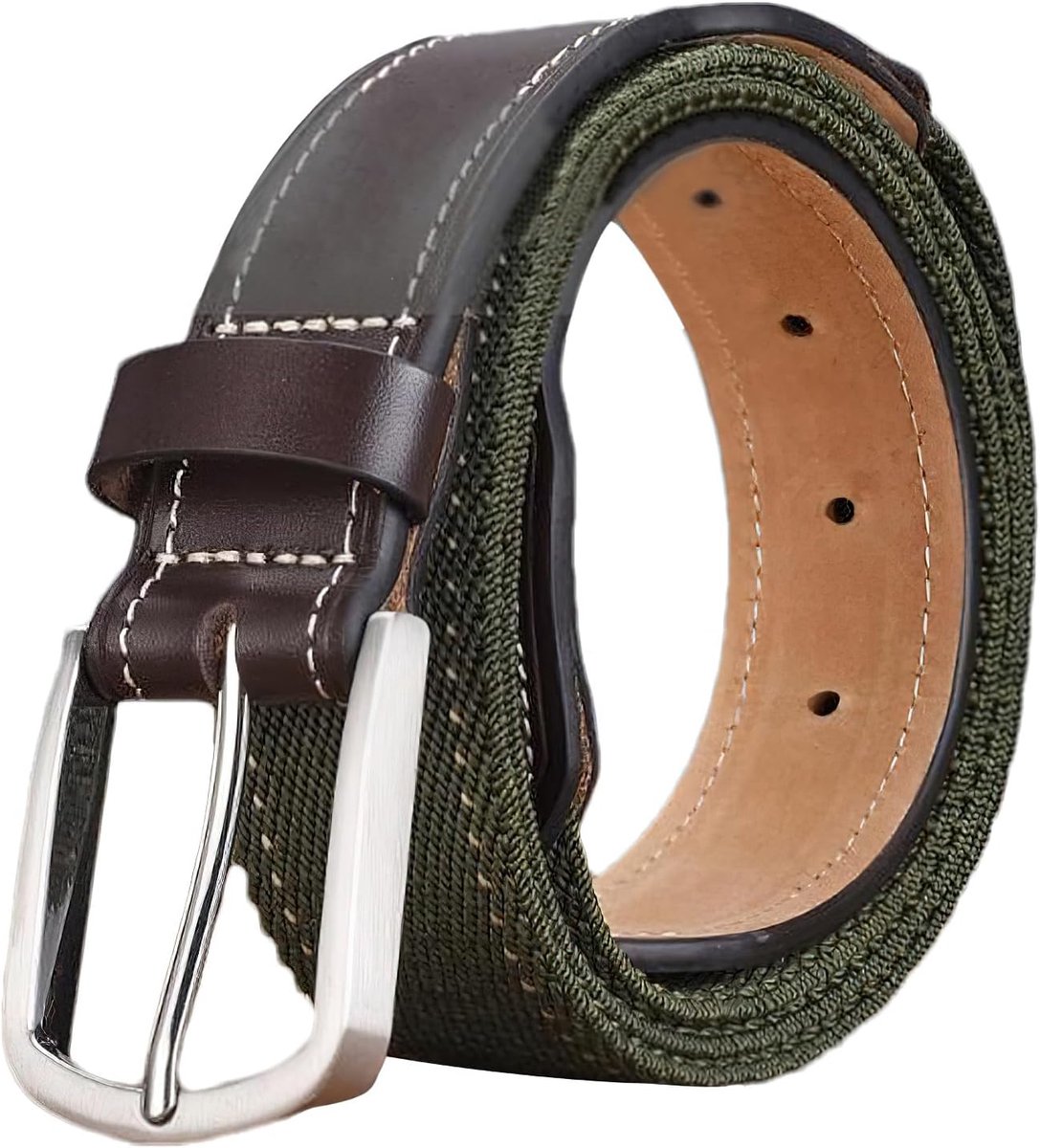 heren 3,5 cm breed elastische riem leer nylon vrijetijdsriem lengte 105 cm tot 125 cm