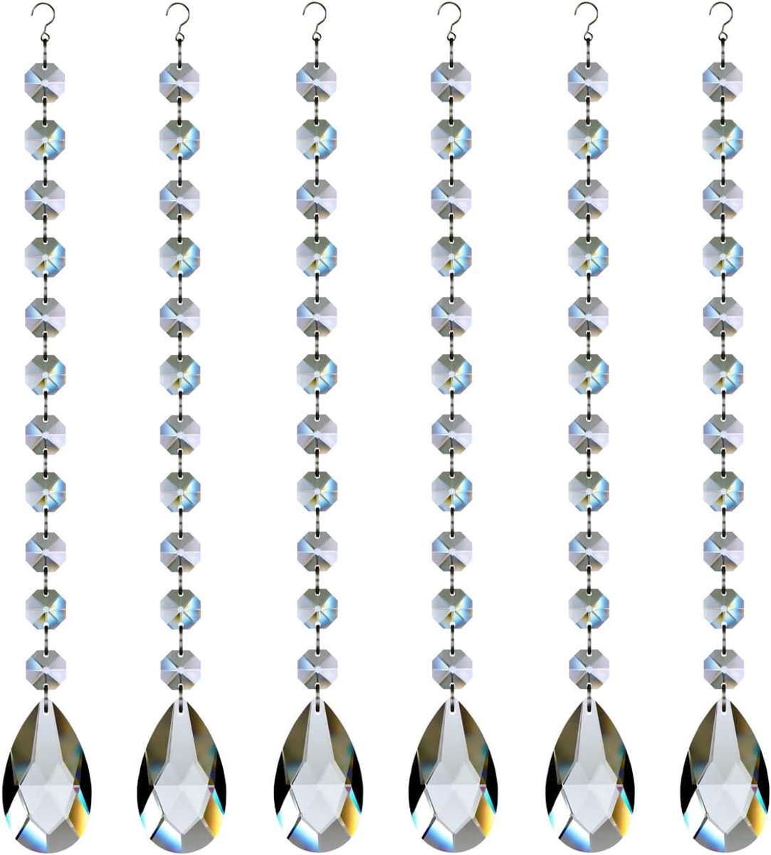 Kristallen slinger, 1ft kroonluchter vervangende onderdelen | 6 PACK Opknoping Glas Kristal Kraal Gordijn voor Bruiloft Home Decor (Doorzichtig)