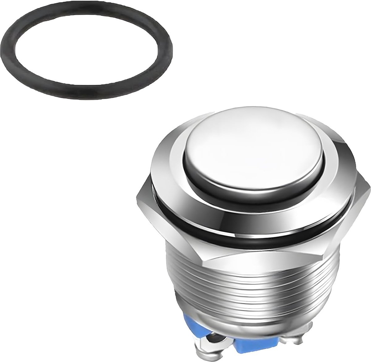 startknop, 12 V, 16 mm, momentane drukknopschakelaar, metaal, momentschakelaar, waterdicht, drukknop, auto startknop, ronde belknop, drukschakelaar met schroefklemmen voor auto's en