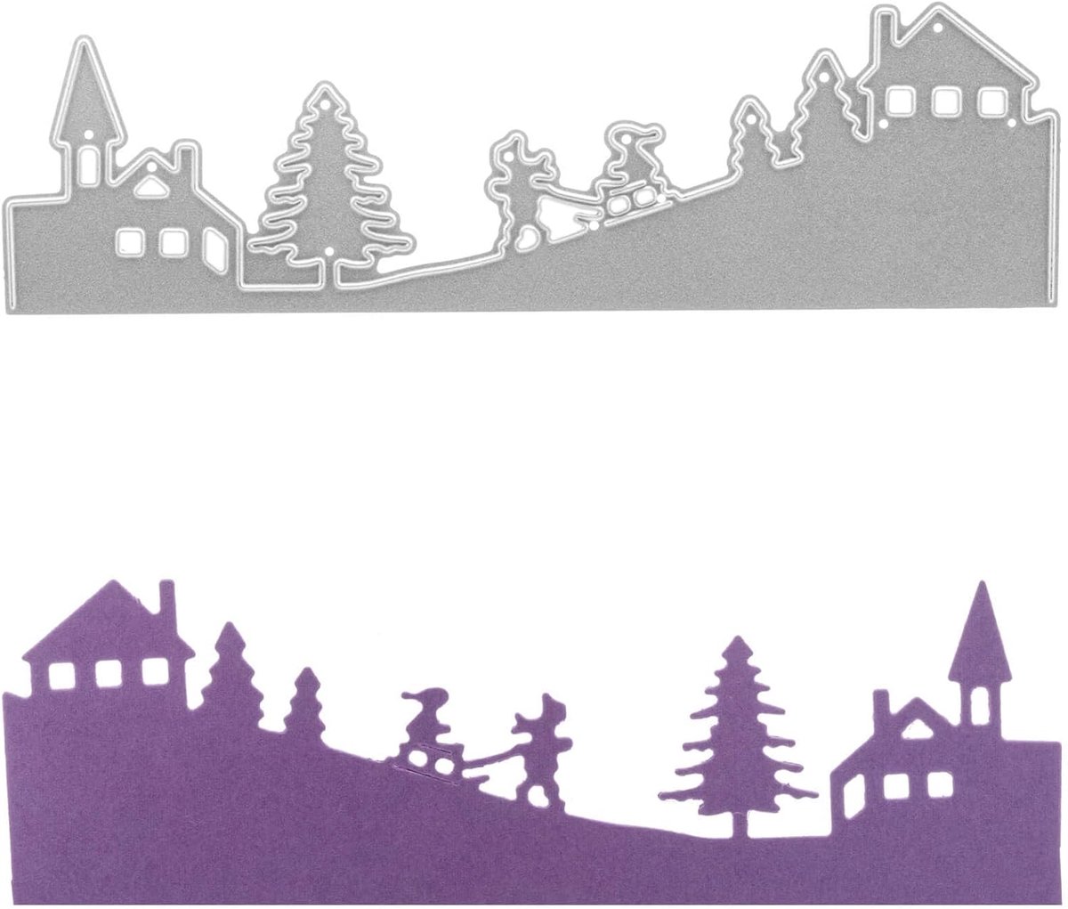 Stanssjabloon: winterlandschap met kinderen