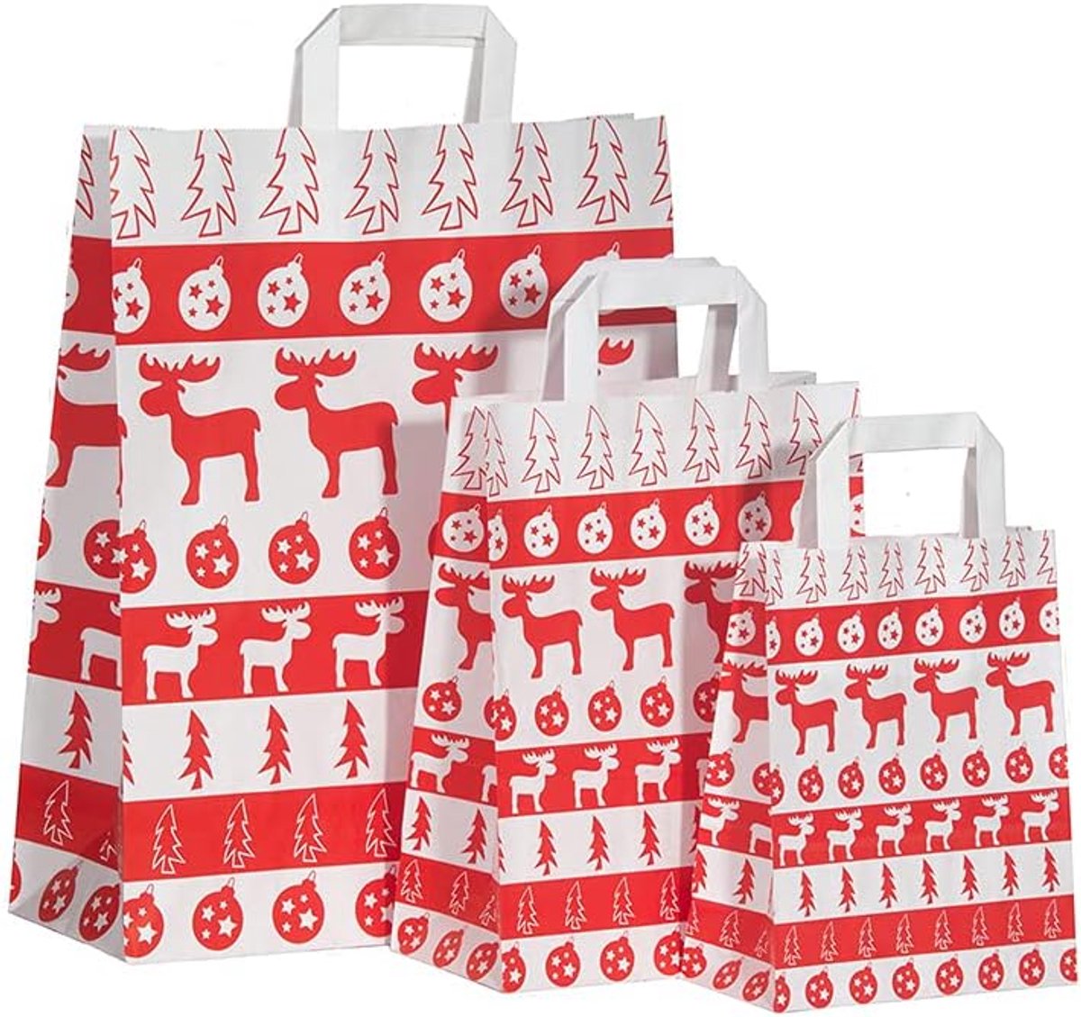 Kersttassen 50 x - Papier - Noorwegen - Handige draagzakken voor cadeaus - SnelShoppen