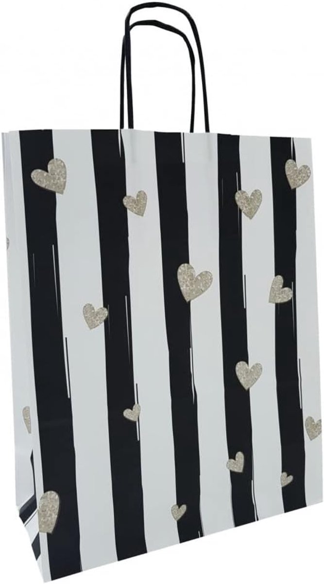 Papieren draagtas 18x8x22cm - Kraftpapier - Met gedraaide handvatten - Perfect voor Valentijnsdag - SnelShoppen