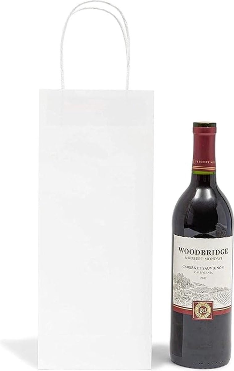 Wijnzakken 25 stuks 14 + 8 x 40 cm - Kraftpapier wit - Duurzaam en stijlvol - Perfect voor cadeau - SnelShoppen