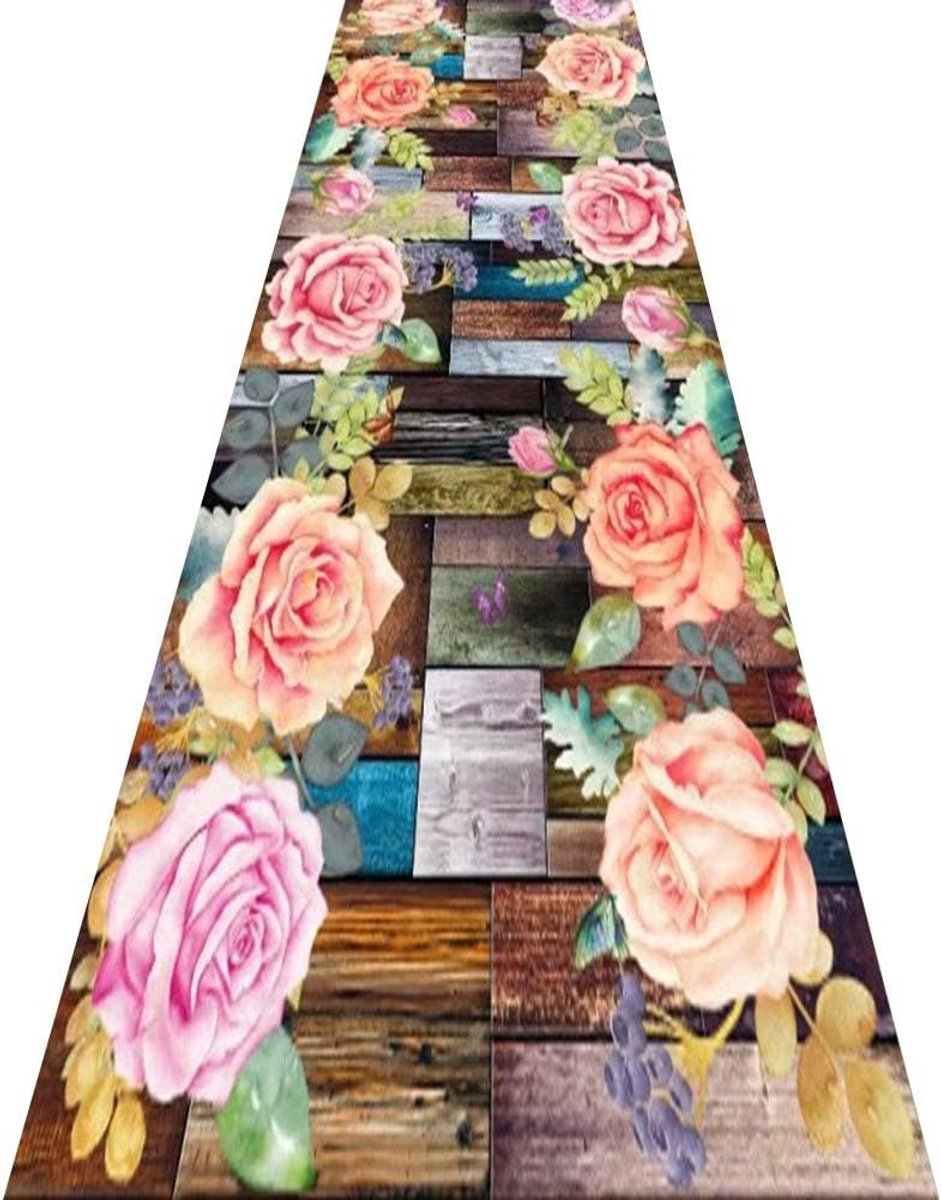 Lange loper tapijten voor hal gebied tapijten gang tapijt 3D bloemen houten bord ontwerp Huishoudelijke lange tapijt, maat aanpasbaar