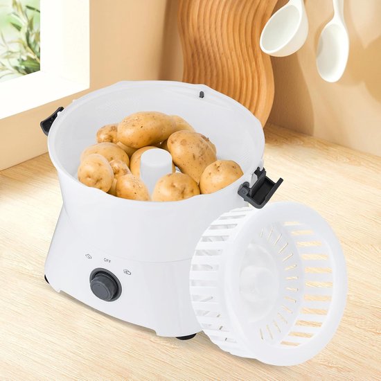 Elektrische Aardappelschiller - Automatische Groenteschiller - Snel Groenten Schillen - Krachtige Koperen Motor - 08 kg capaciteit - Wit — afbeelding 3