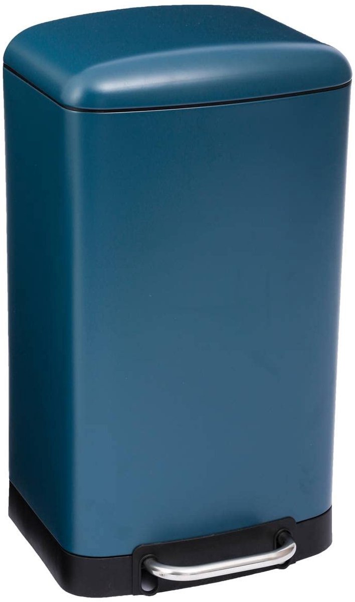 Afvalemmer 30L - Metaal - Navy blauw - Contactloze opening voor de keuken - SnelShoppen
