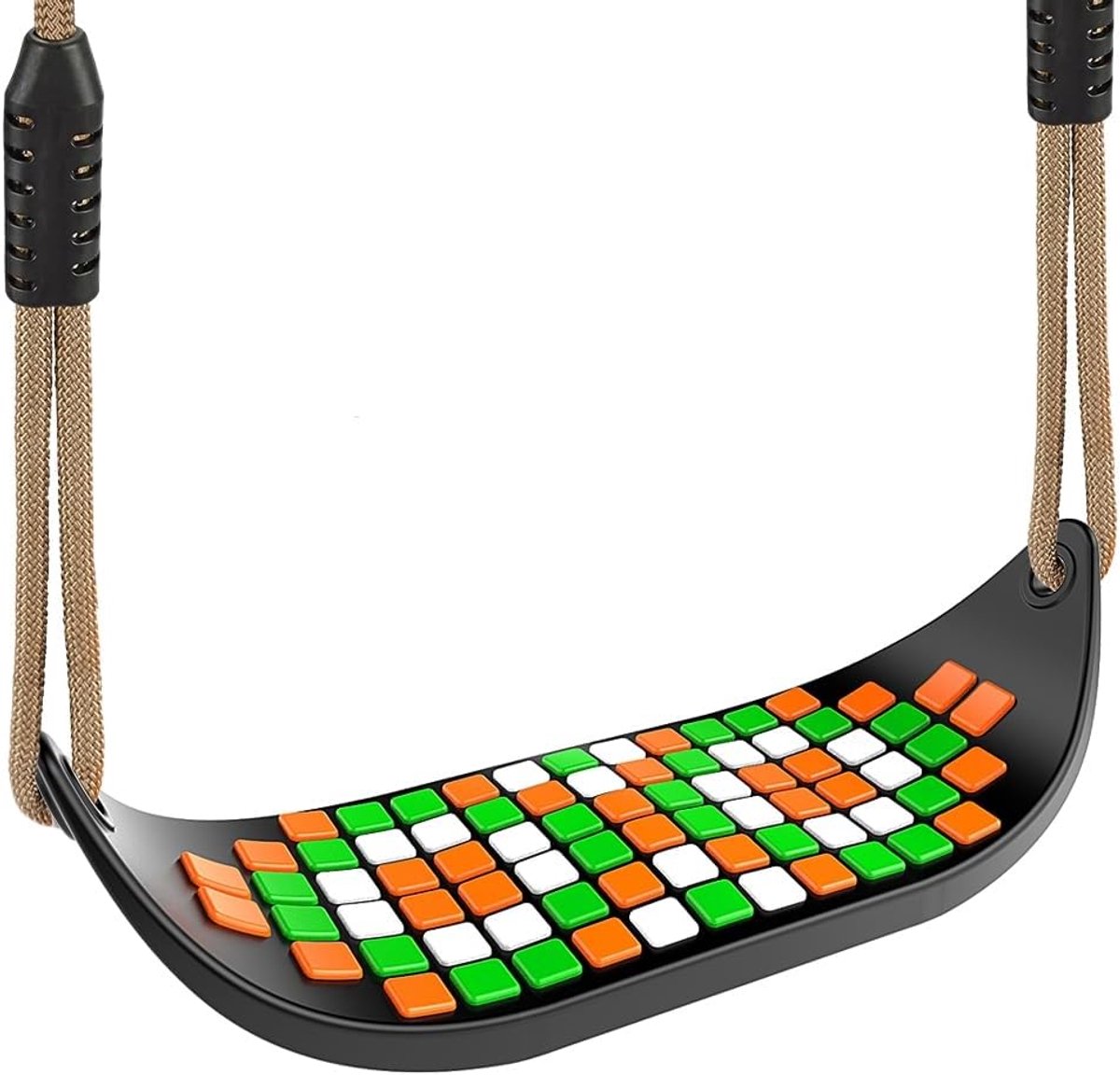 Schommelzitting, antislip hangende boom, zwaaistoel met verstelbaar touw, duurzaam en comfortabel, speelplaats, schommelset, accessoires voor kinderen, indoor, outdoor, achtertuin, zwart