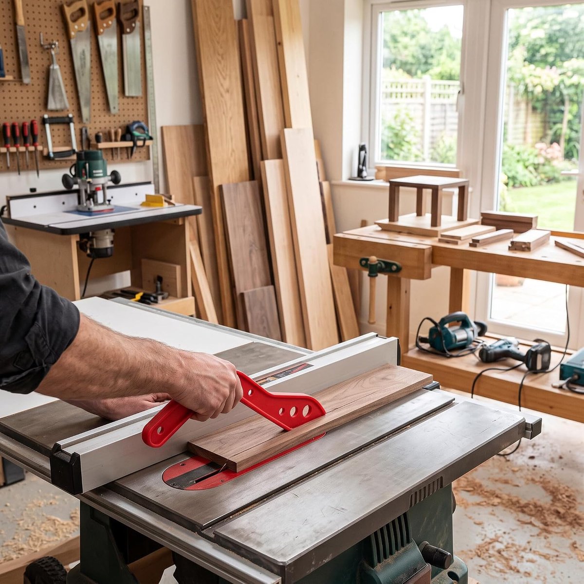 Push Stick Rechte Veiligheidstafelzaag Push Sticks Push Sticks voor Tafelzaag Pusher Hout voor Timmerwerktafel Werkblad Router Bank Cirkelzaag Handbescherming Rood