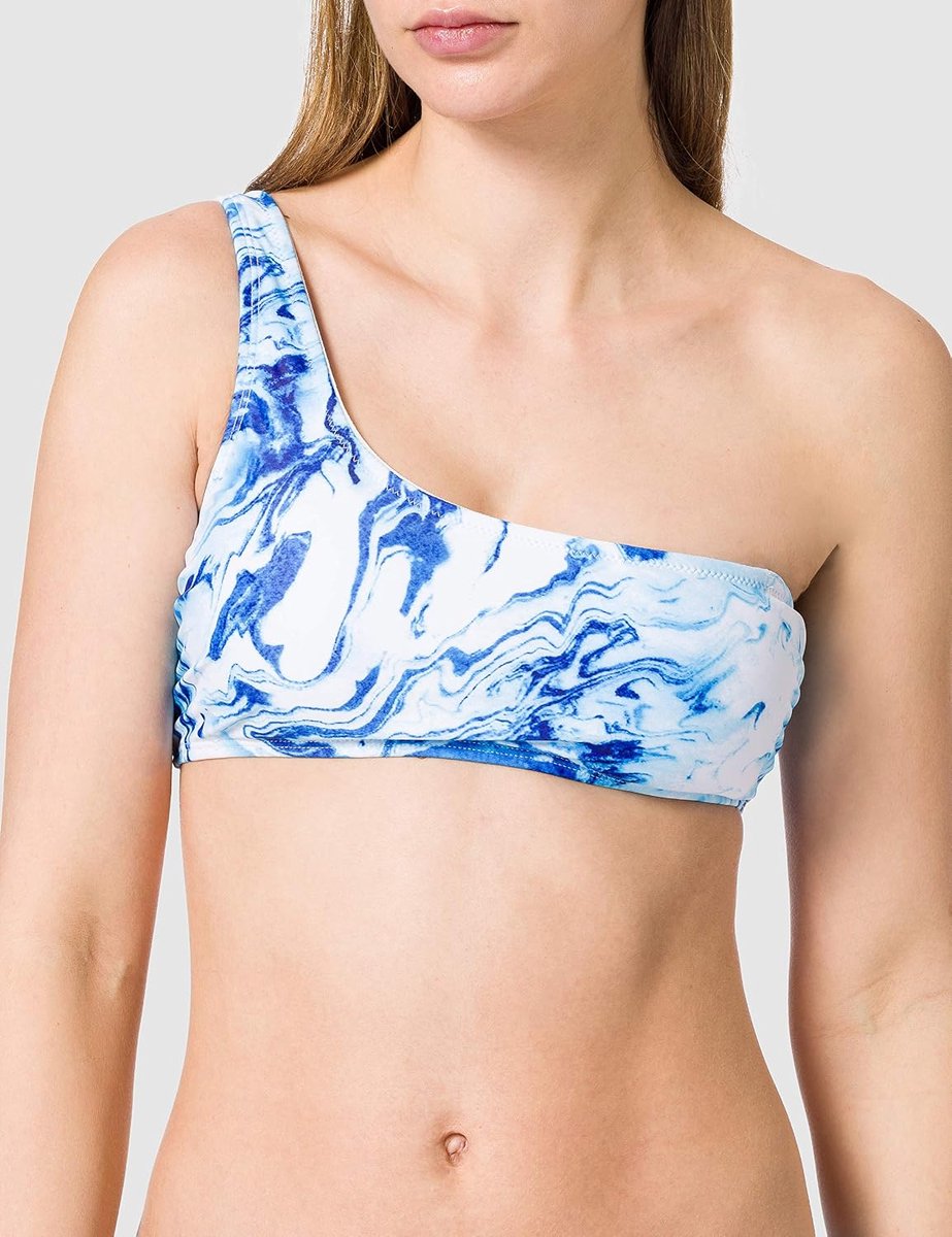 Classics Ladies Asymmetric Tank Top Bikini Bikini Set wit-blauw XL