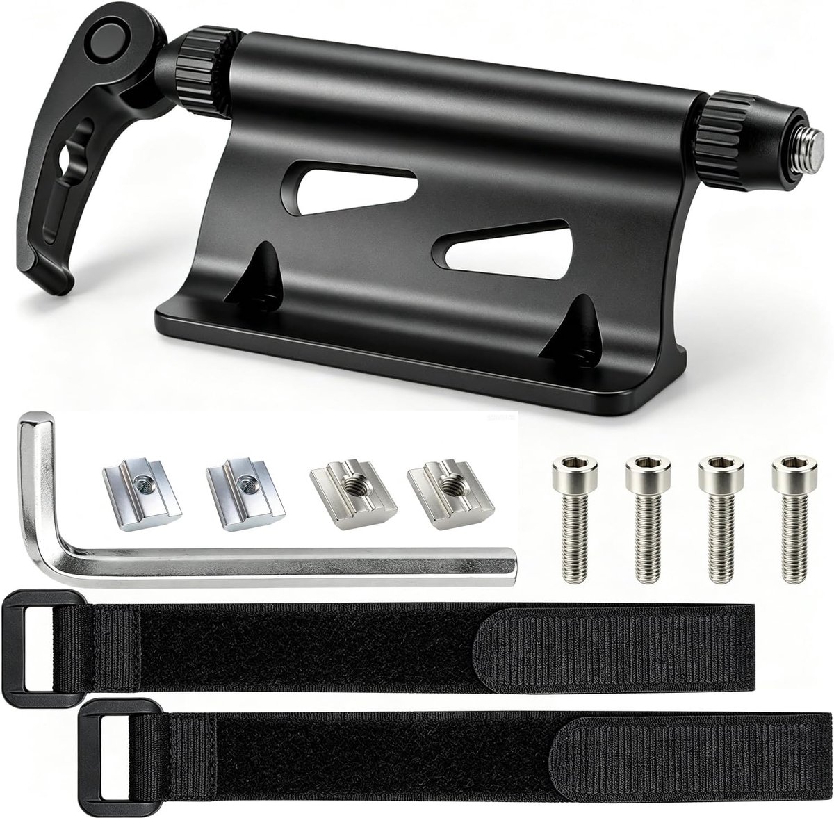 1 stuks fietsvorkhouder, aluminium, geschikt als fietsdakdrager, accessoire voor 9 mm snelspanner met klittenband en moeren voor veilige bevestiging op houten platen en garagevloeren