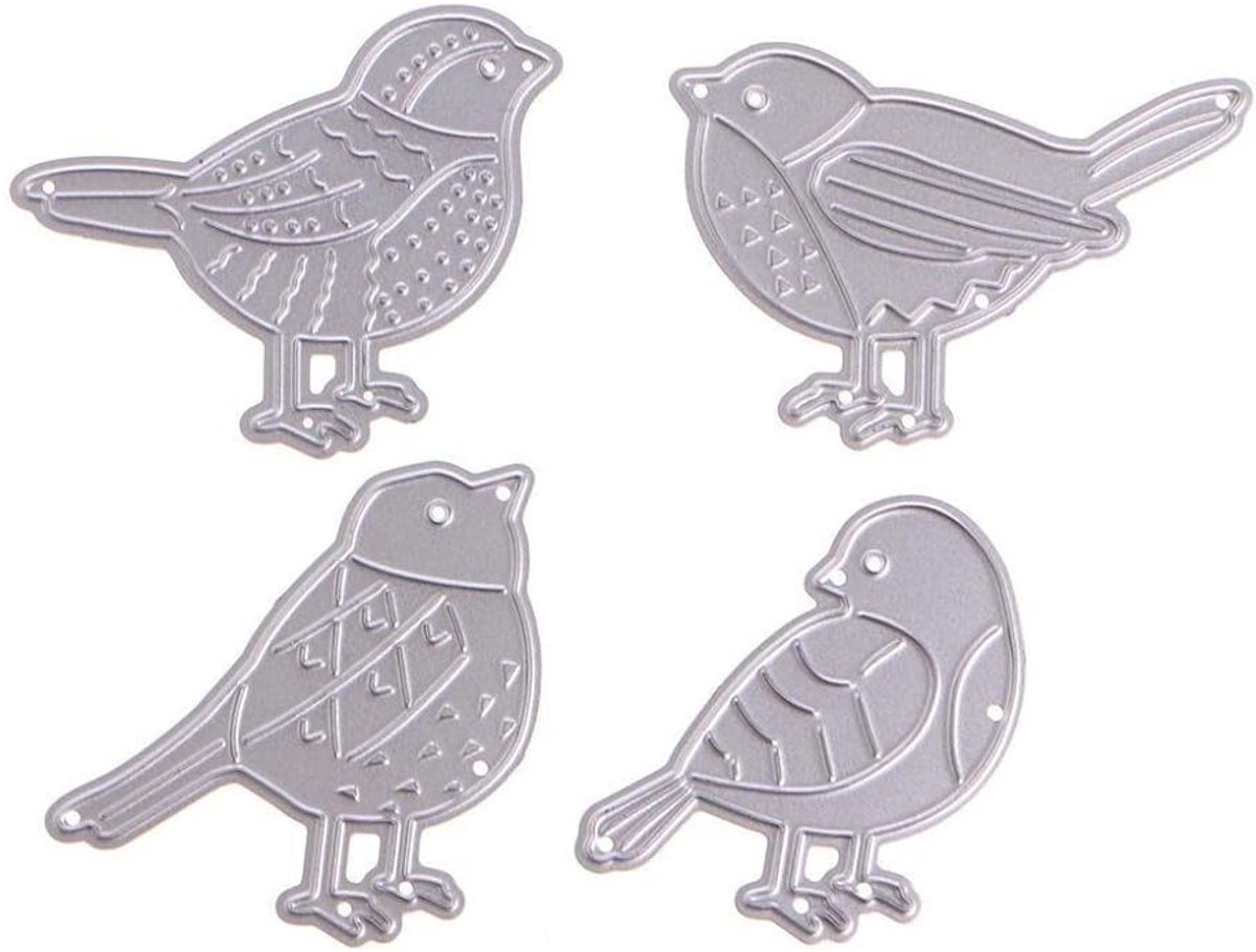 4 stuks vogels vogels, cutting die metalen snijsjabloon voor scrapbooking, fotoalbum, kaart, decoratiepapier, cadeau