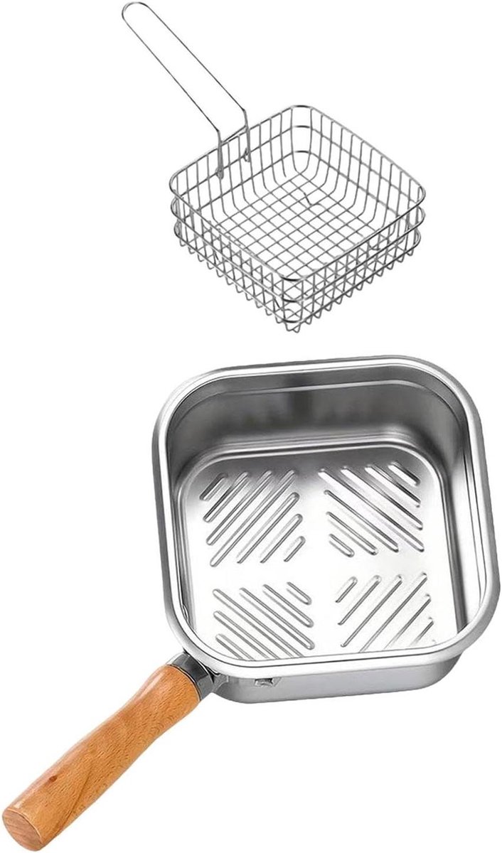 Frituurpan met mand - Kleine friteuse pot - Snelle snacks maken - Massief roestvrij staal - 2500 ml - One Color