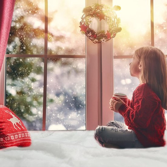 3 Pack 3 x 8 Ft Kerst Sneeuwdekens, Kunstmatige Katoen Sneeuwdeken, Wit Verdikte Katoenen Rollen Winter Pluizig Nep Sneeuwlaken voor Kerstdorp Achtergrond Decoraties Feestweergave — afbeelding 5