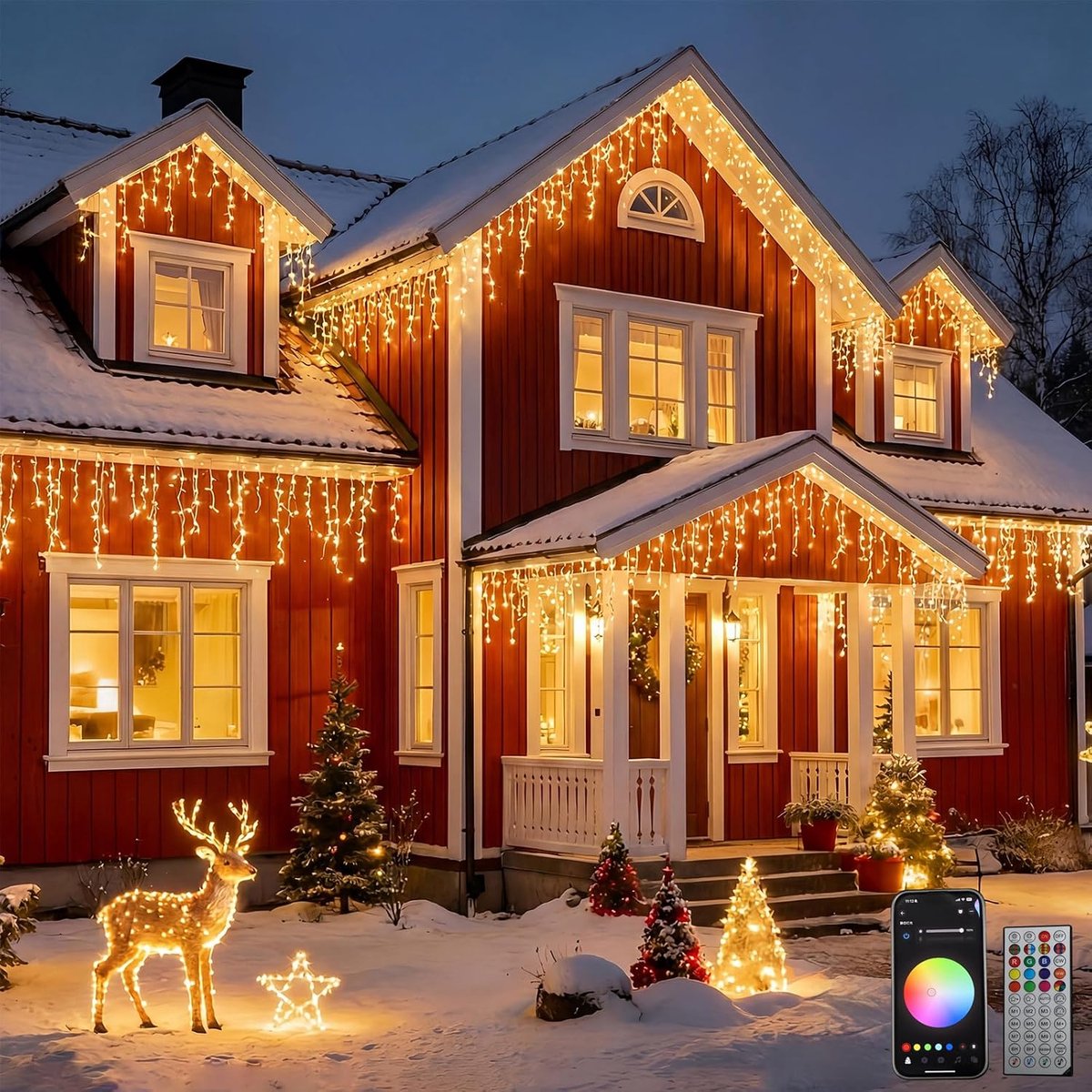 Sfeervolle kerstverlichting 13 m - LED icicle fairy lights - 400 RGB LED's - App-besturing voor buitengebruik - ShopVlot