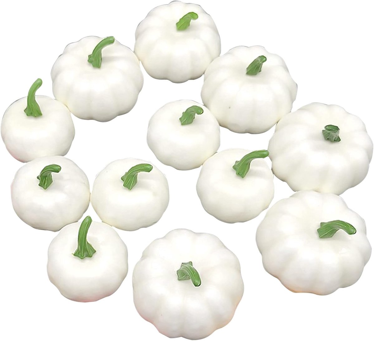 Kunstpompoenen 12 Stuks - Wit - Kunststof - Perfect voor Halloween Decoratie - ShopVlot