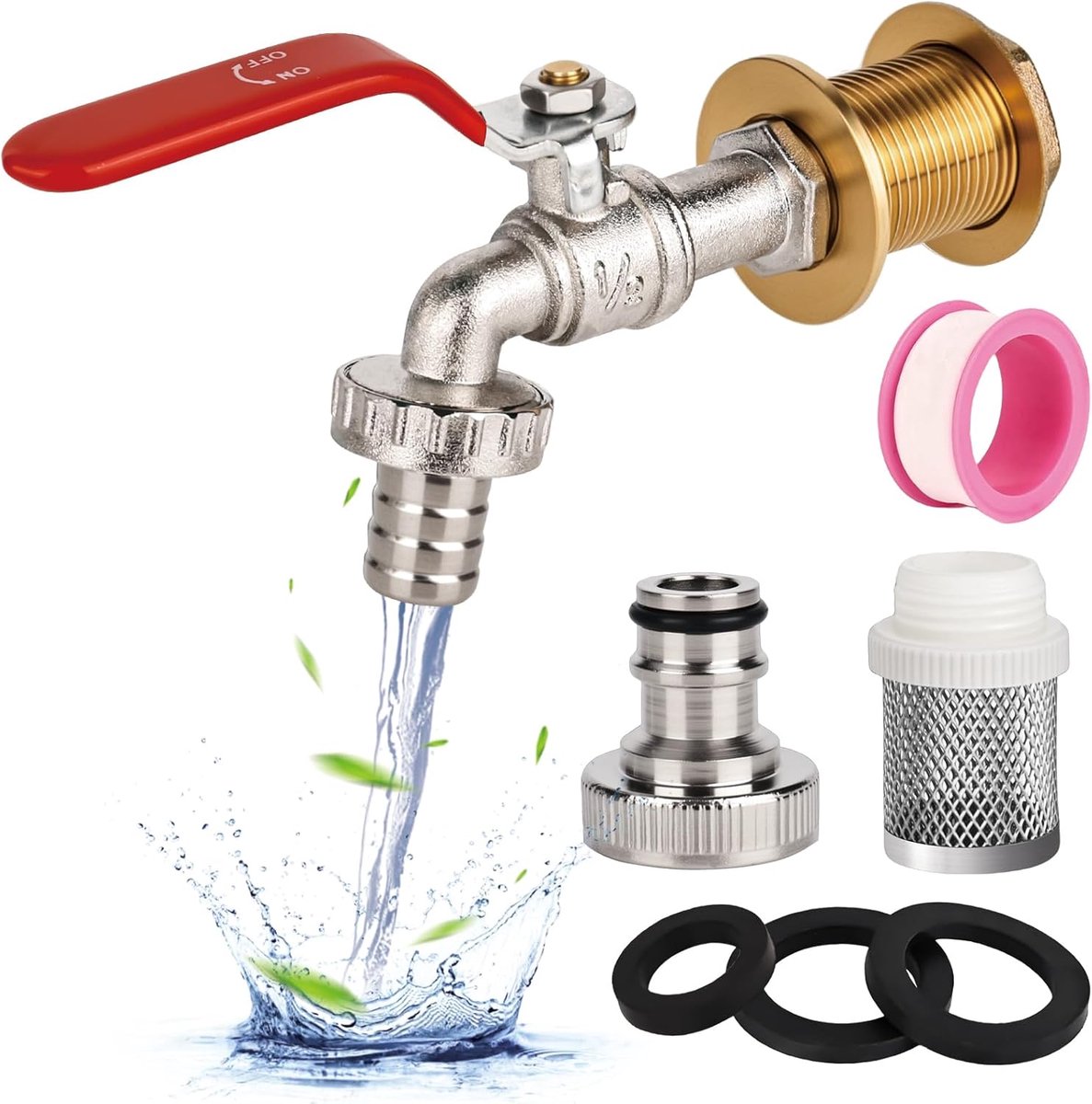 Kogelkraan 1/2 inch - messing - vorstbestendig - ideaal voor regenton - ShopVlot