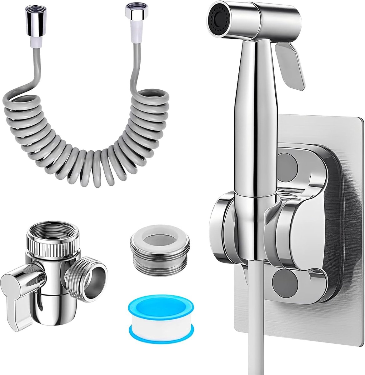 Bidet Handdouche Set - RVS met 3 m Slang - Inclusief Houder - Ideaal voor Toilet en Dierenverzorging - ShopVlot