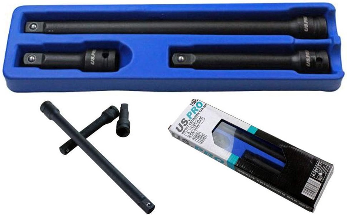Impact verlengstukken 1/2" - 3 delige set - chrome-vanadium staal - voor extra bereik bij klussen - ShopVlot