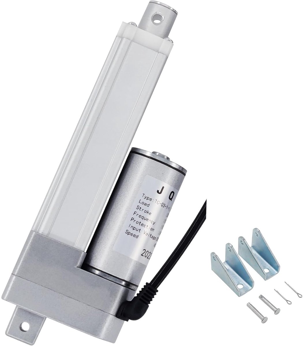 Linear actuator 300N - 12V - 100mm - aluminium - ideaal voor elektrische deuropeners - ShopVlot