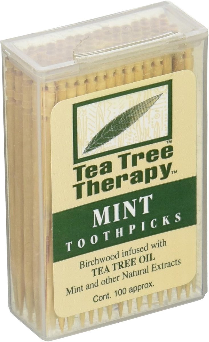Tandpicks 100 stuks - tea tree olie - natuurlijk - voor een frisse adem - ShopVlot