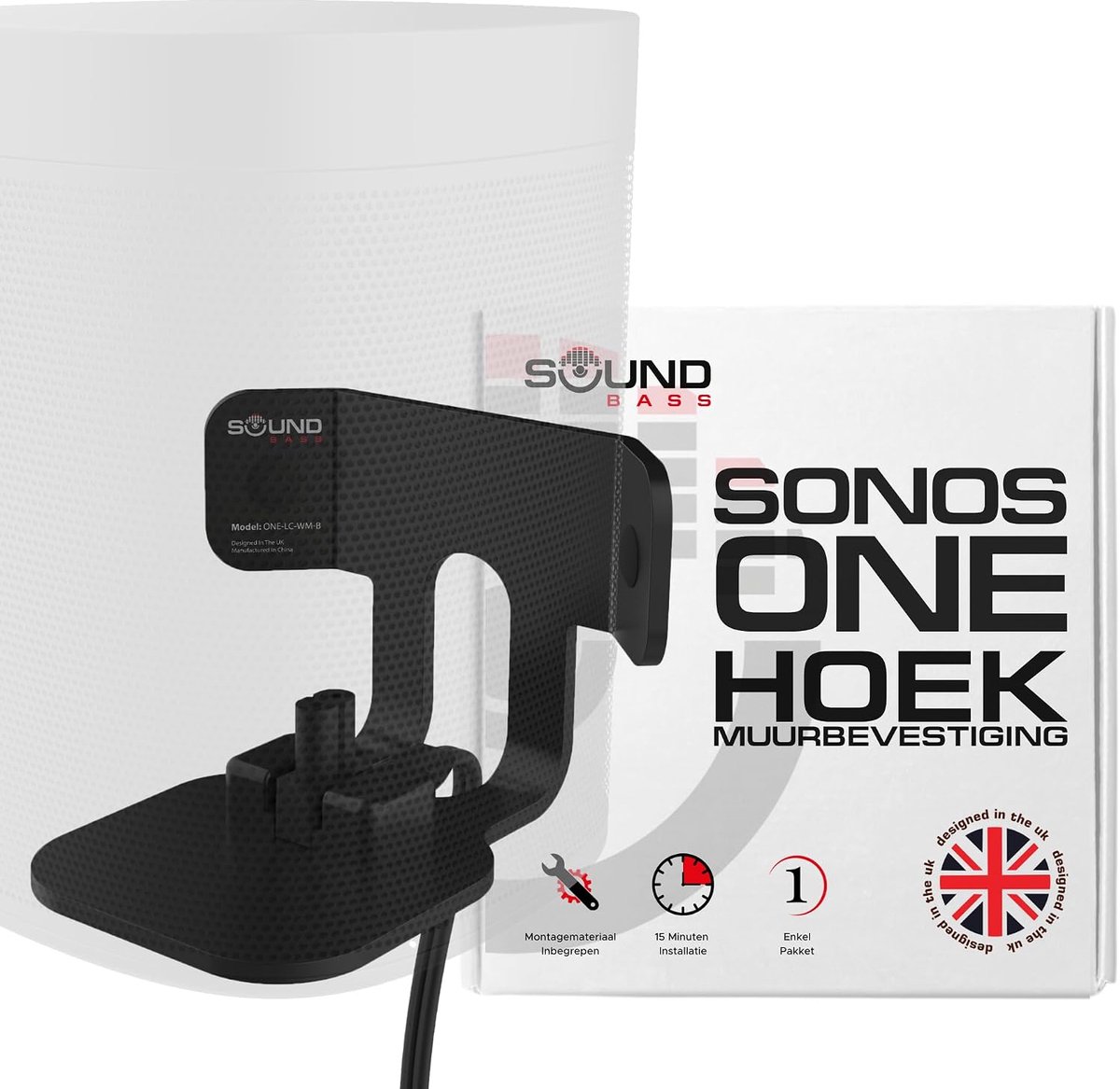 Hoekbeugel voor Sonos ONE - Laag profiel - Zwart - Verbeter uw geluidskwaliteit - ShopVlot