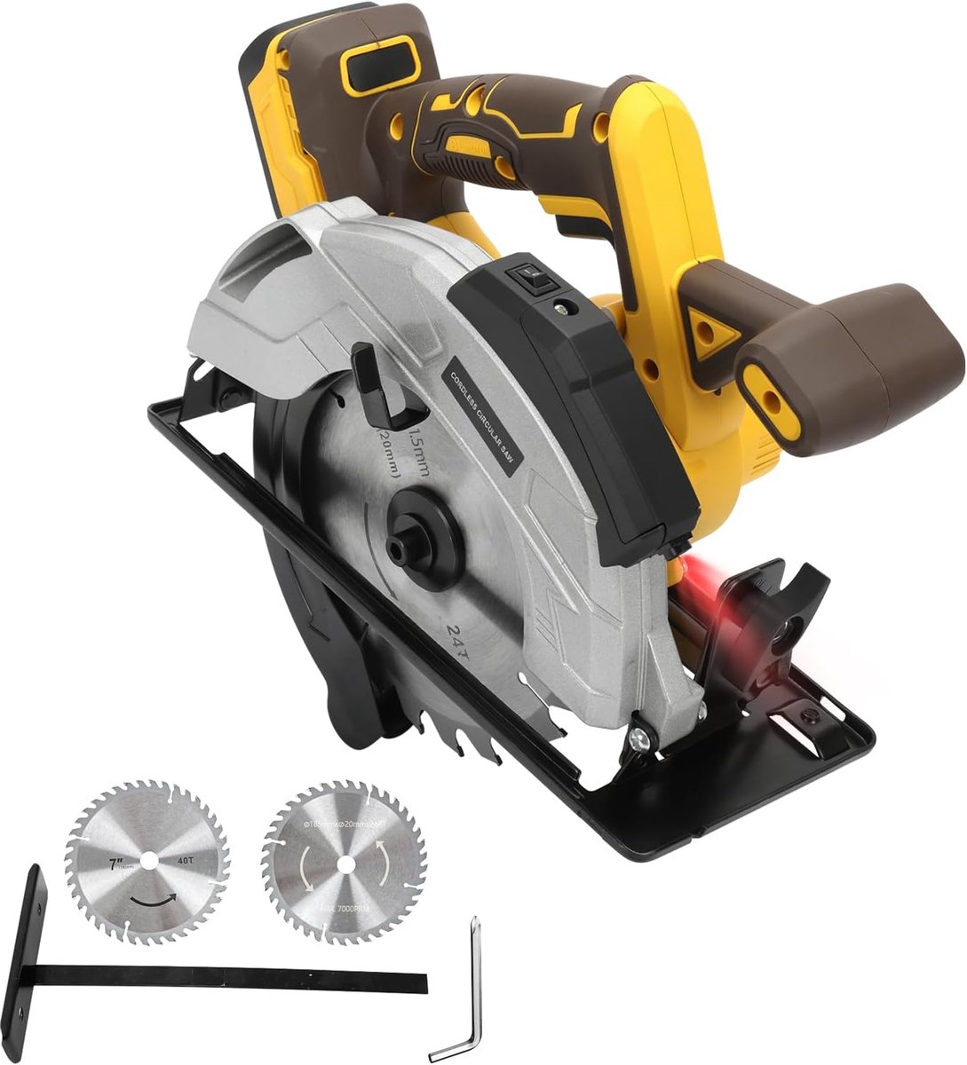 Draadloze cirkelzaag 185 mm - 5000 RPM borstelloze motor - 2 zaagbladen - perfect voor houtbewerkingsprojecten - ShopVlot