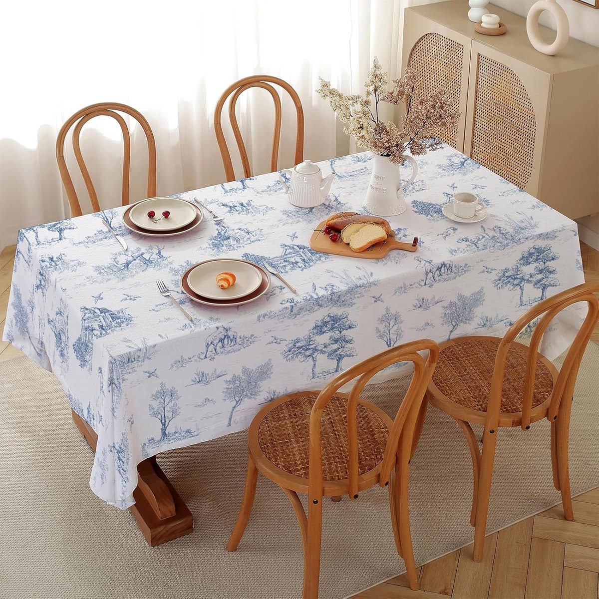 Tafellaken 132x182cm - Rustiek Blauw - Klassieke Franse Boerderijstijl - Ideaal voor Feestjes - ShopVlot