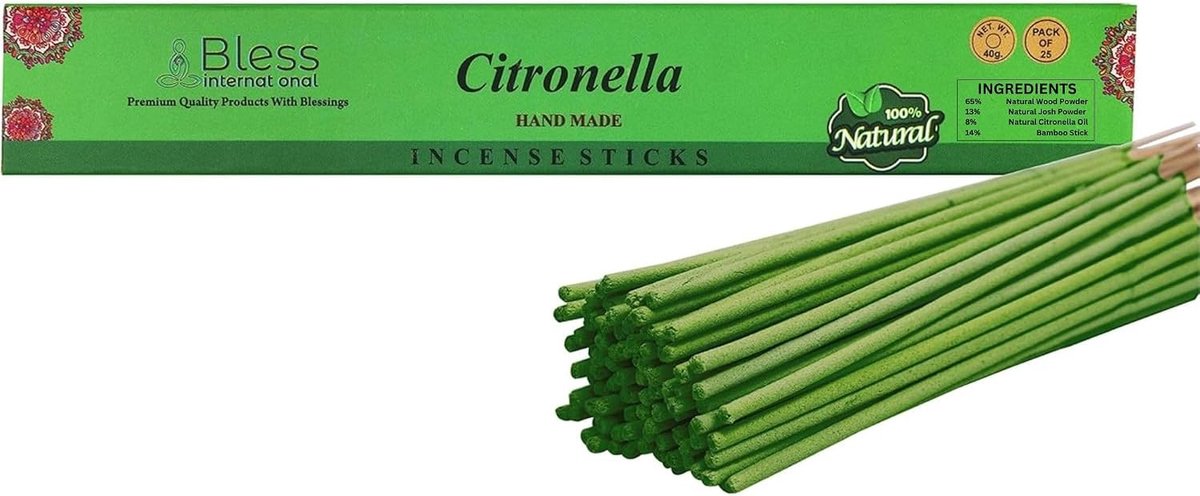 Wierooksticks Citronella - Handgemaakt - Organisch - Voor Ontspanning en Meditatie - ShopVlot