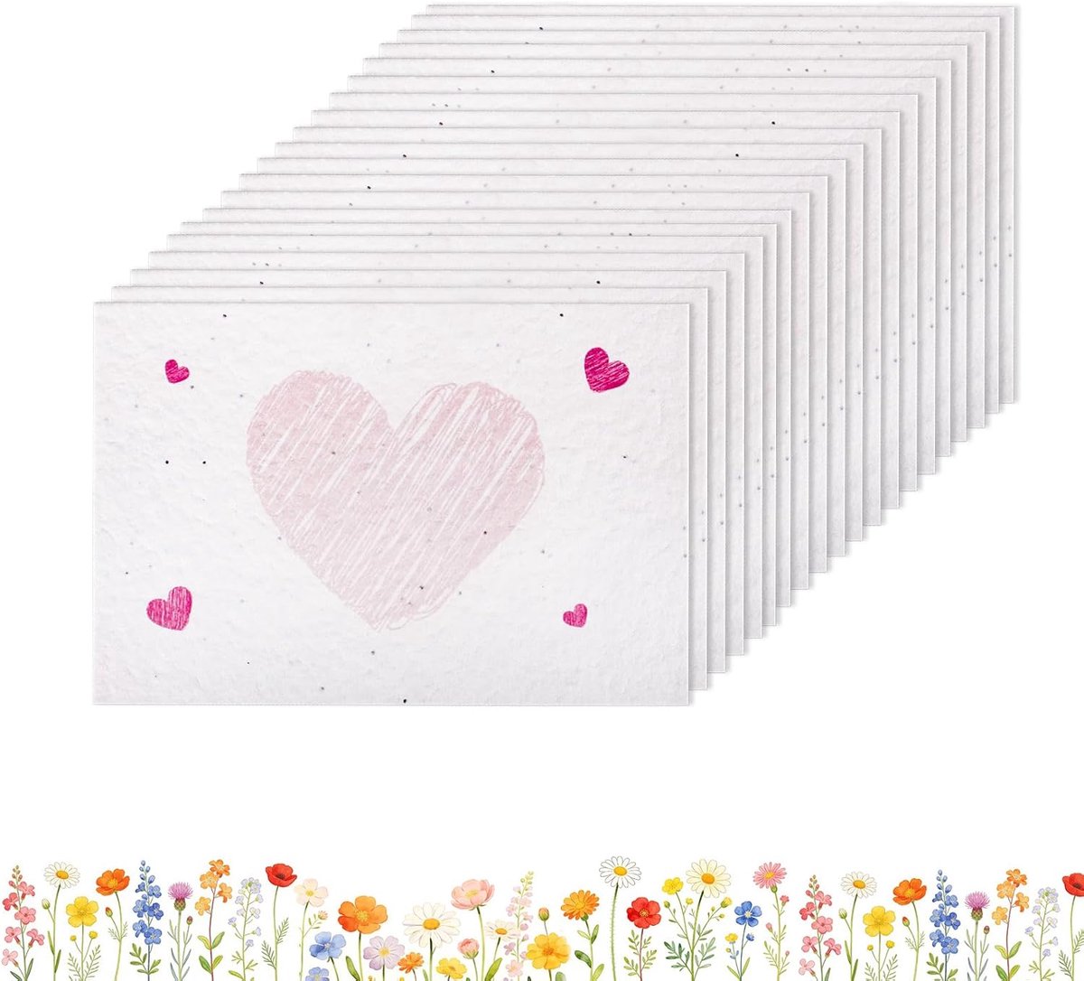 wildflower zaad papieren kaarten 20 stuks - 10 x 15 cm - handgemaakt - voor geschenkverpakking - ShopVlot