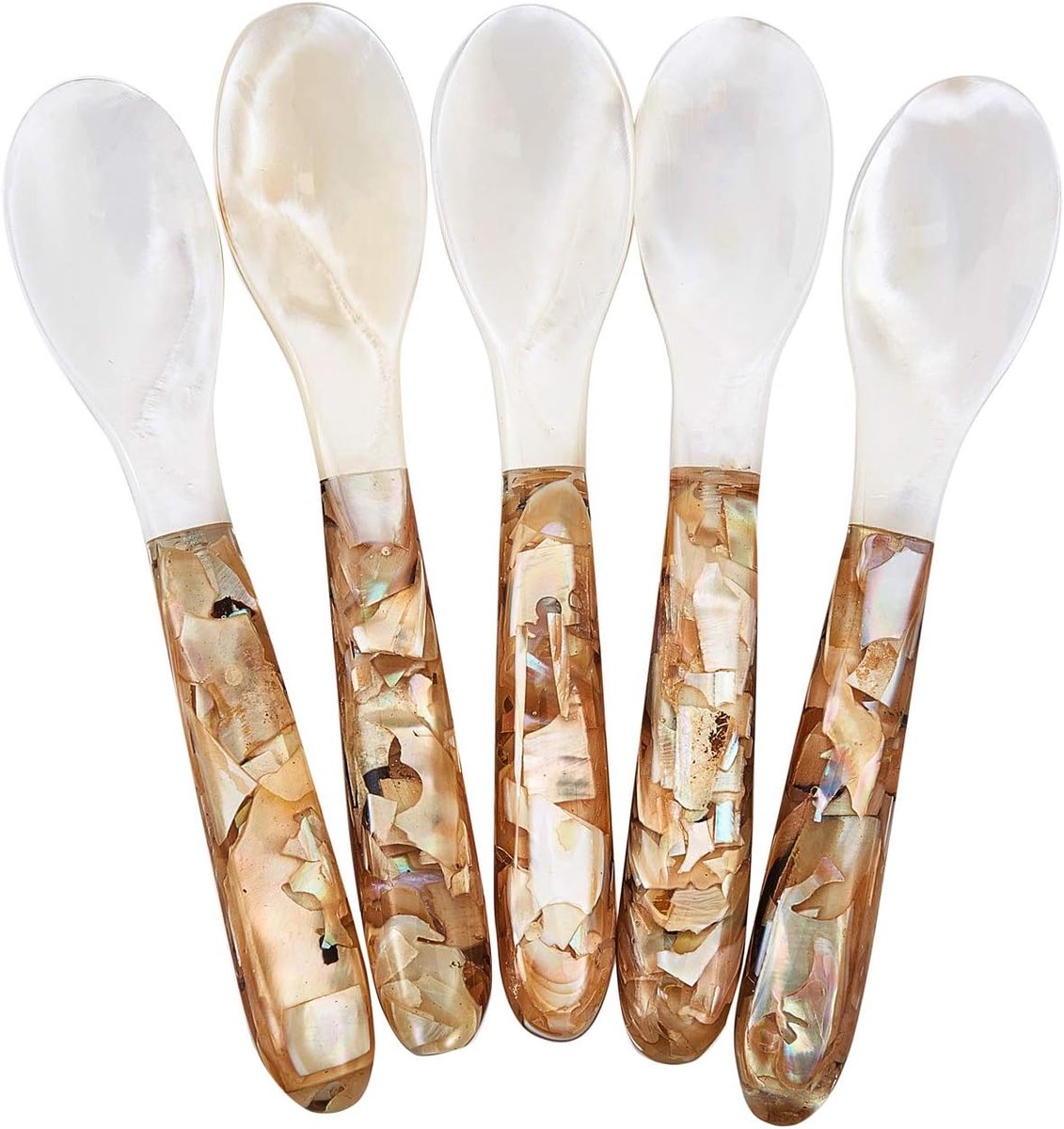 Caviaarschepjes set van 5 - parelmoer - 12,5 cm - behoudt de smaak van gerechten - ShopVlot
