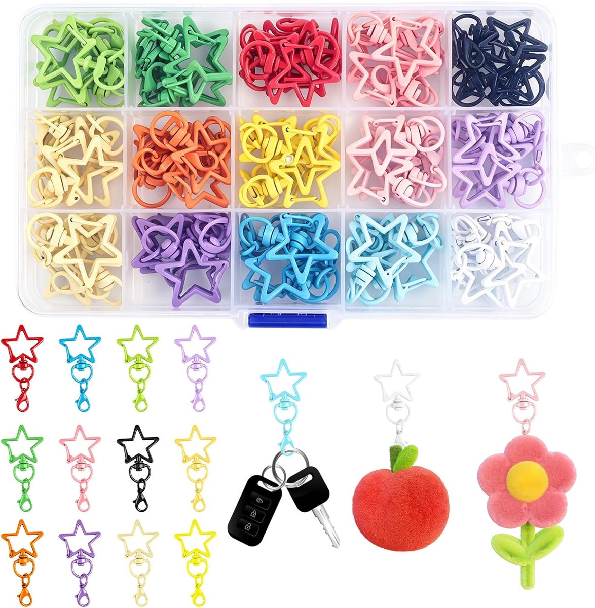 Sleutelhangers 60 stuks - Zinklegering - Kleurrijk - Voor zelfgemaakte accessoires - ShopVlot