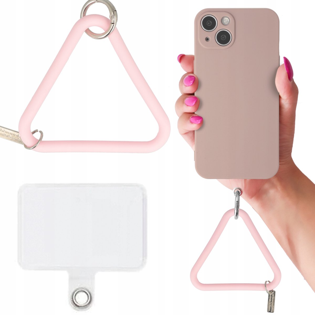 Roze Driehoek Telefoonhoesje Lanyard voor Om de Pols