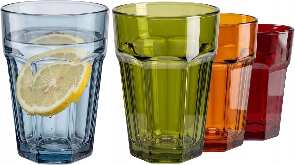 Retro drinkglazen set van 4 - 425 ml - vintage stijl - ideaal voor dagelijks gebruik - ShopVlot