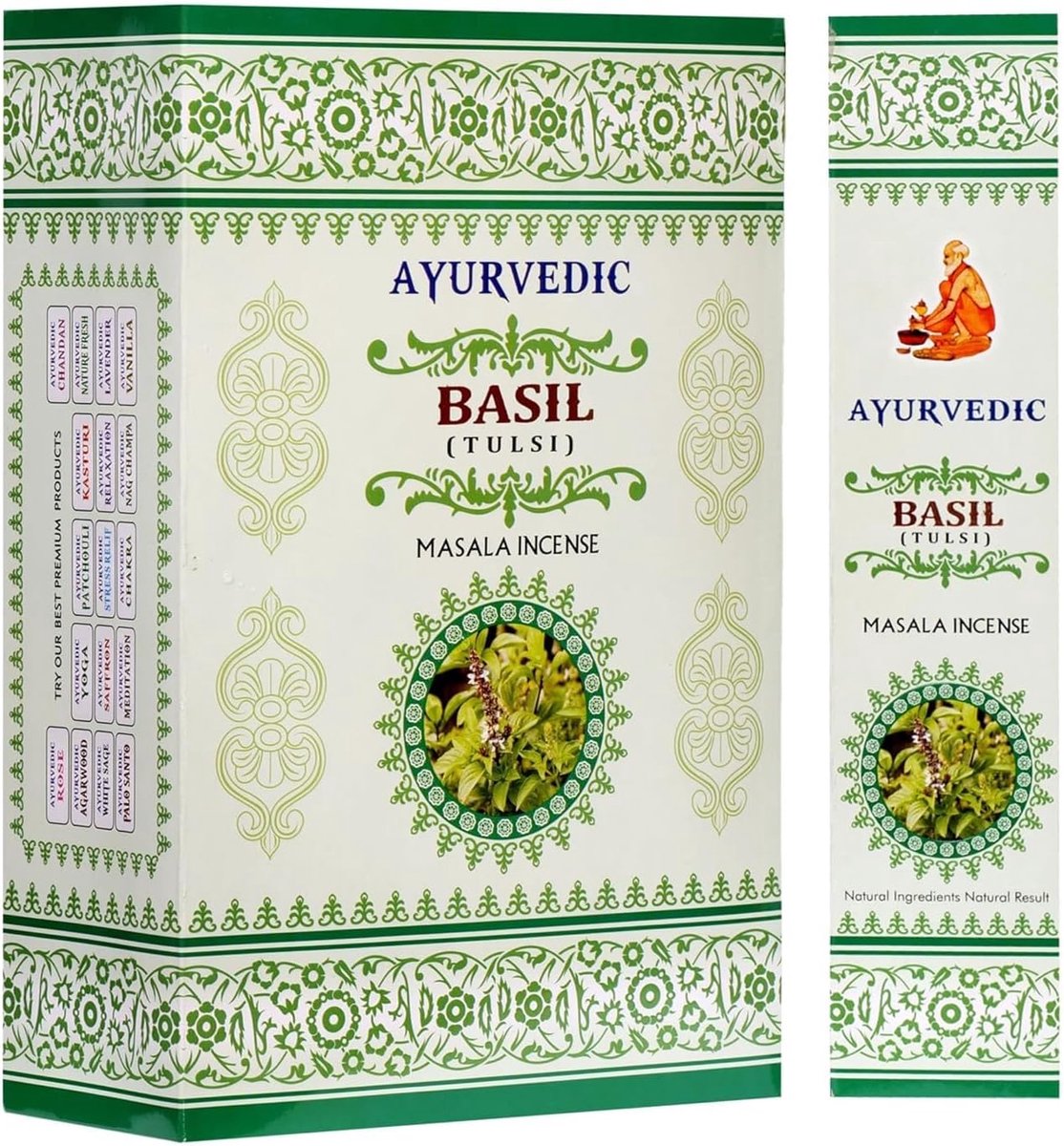Brandstof voor meditatie - Ayurvedische Basilicum Masala wierook - Handgerolde agarbatti - Stressverlichting - ShopVlot