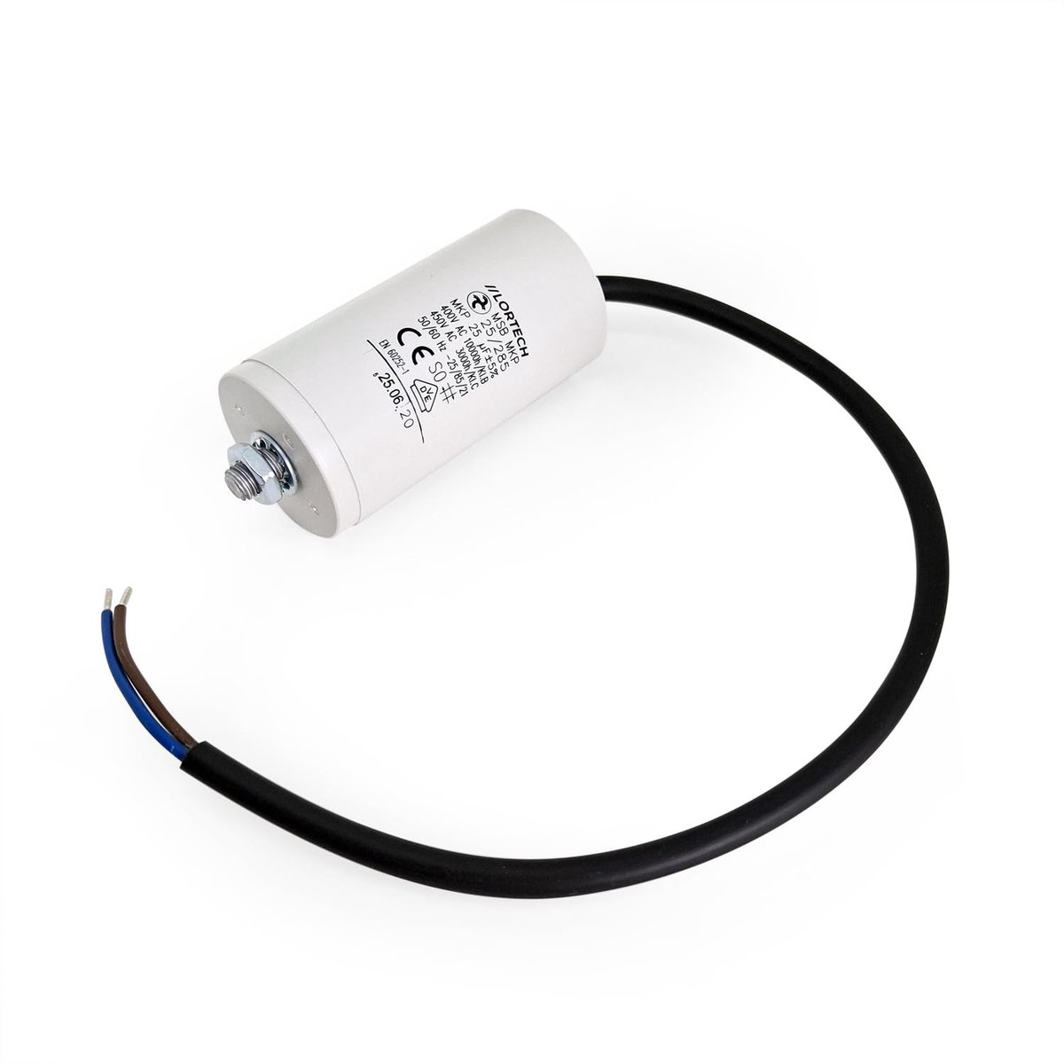 Permanent condensator 25 µF - 450 V - kabel - vervangt diverse types - ShopVlot