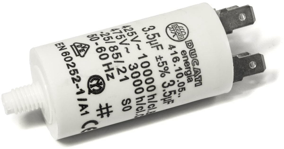 Permanent condensator 3,5 µF - 450 V - Ø 28 mm x 55 mm - geschikt voor diverse toepassingen - ShopVlot