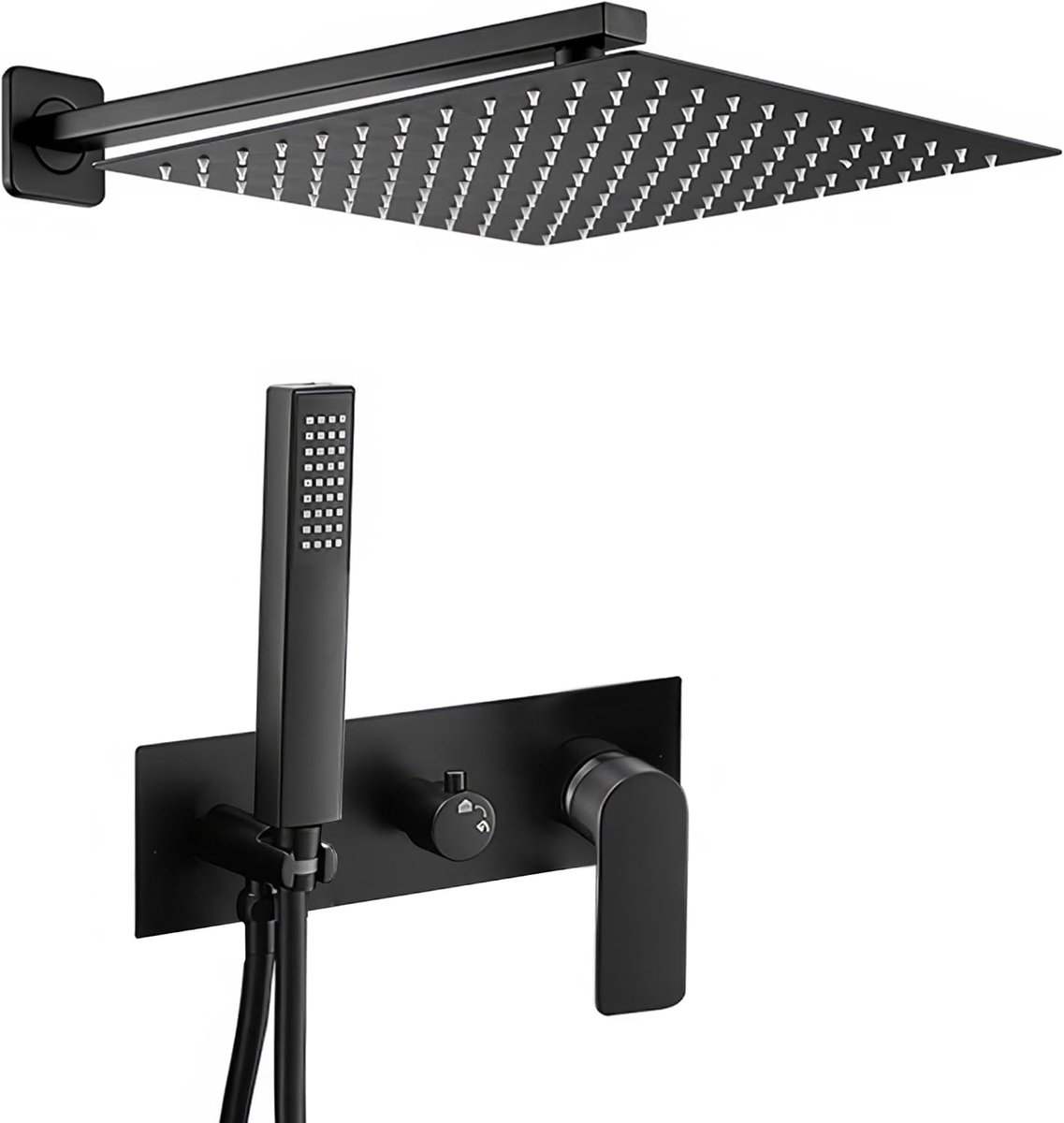 Eengreepsdouche 30 cm - mat zwart - roestvrijstalen sproeikop - eenvoudige wandmontage - ShopVlot