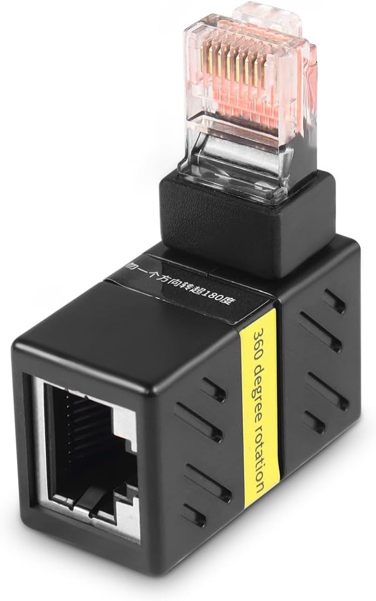 Ethernet adapter 360 graden - Cat6 verlengadapter - 90 graden hoek - ideaal voor krappe ruimtes - ShopVlot